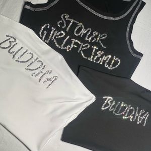 Black and white tube top $40 size (S,M,L,XL) tank top $50 (S,M,L,XL)